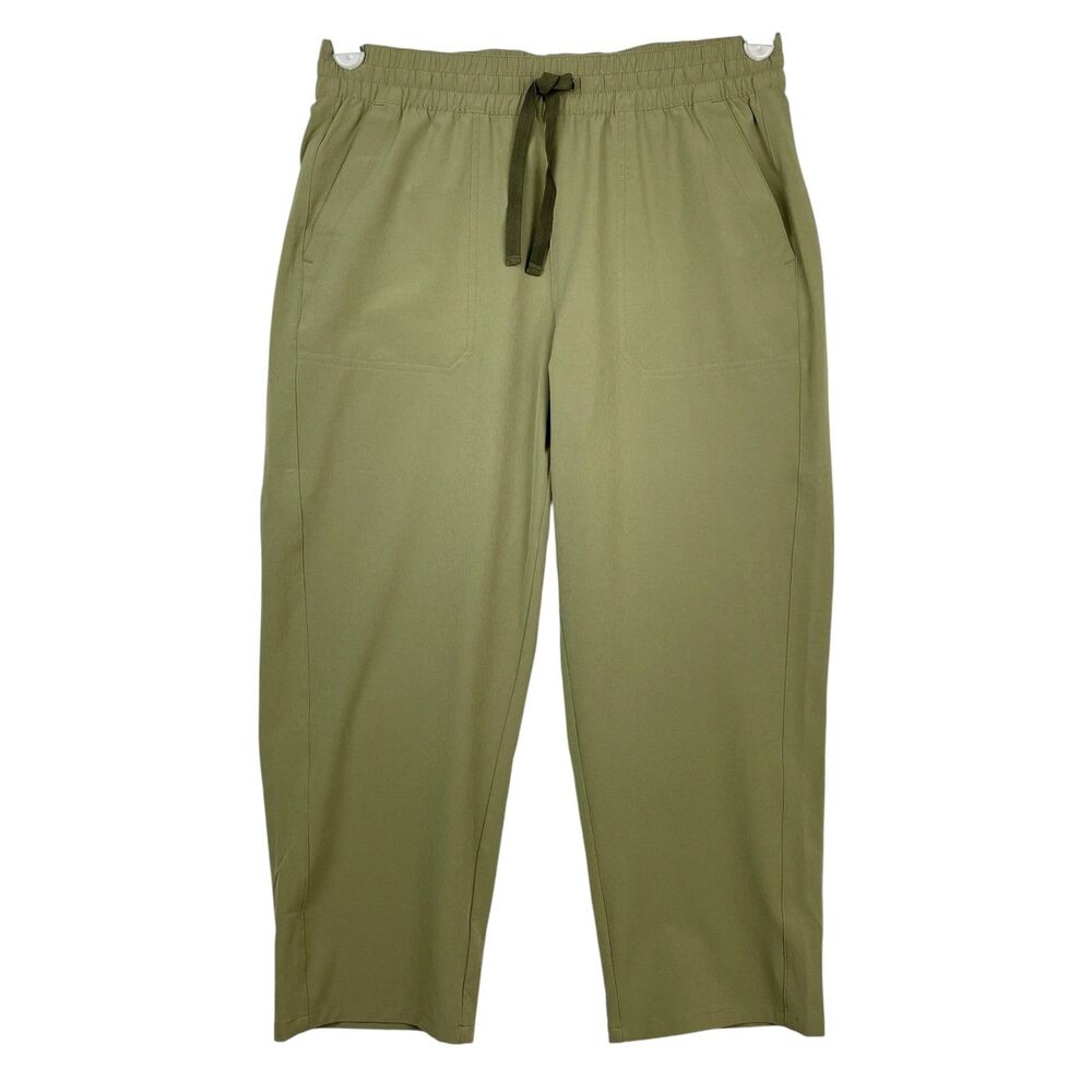 Orvis Women's Pants Medium Olive Green Drawstring Waist Stretch Straight Leg